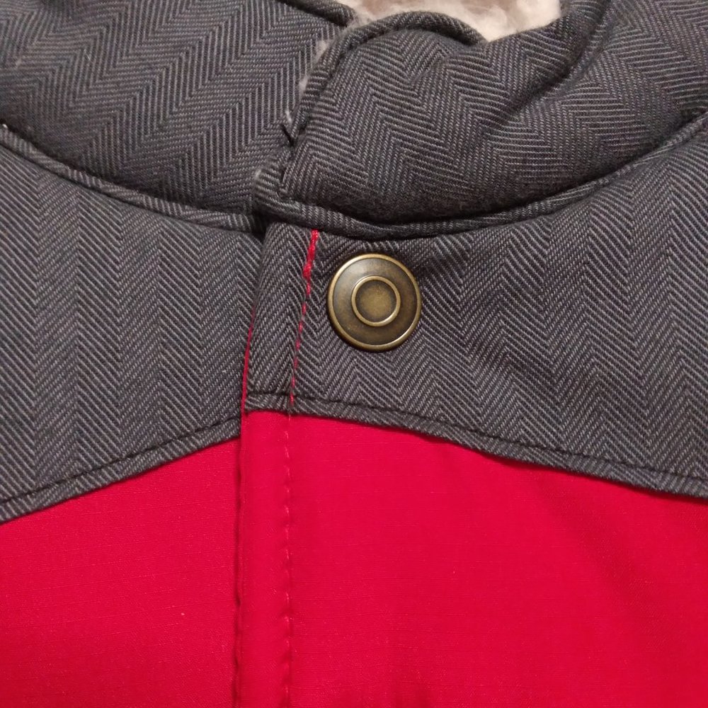 Carters Boy Puffer Vest Sherpa Collar 5 Red Button up Jacket - Picture 3 of 6